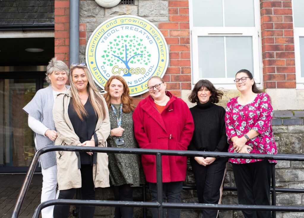 Lynne Jones with school staff, supporting wellbeing and relationships in a school community